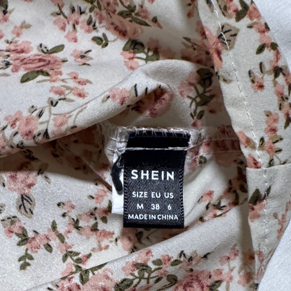 SHEIN Cream and Pink Floral Blouse - Picture 5 of 6